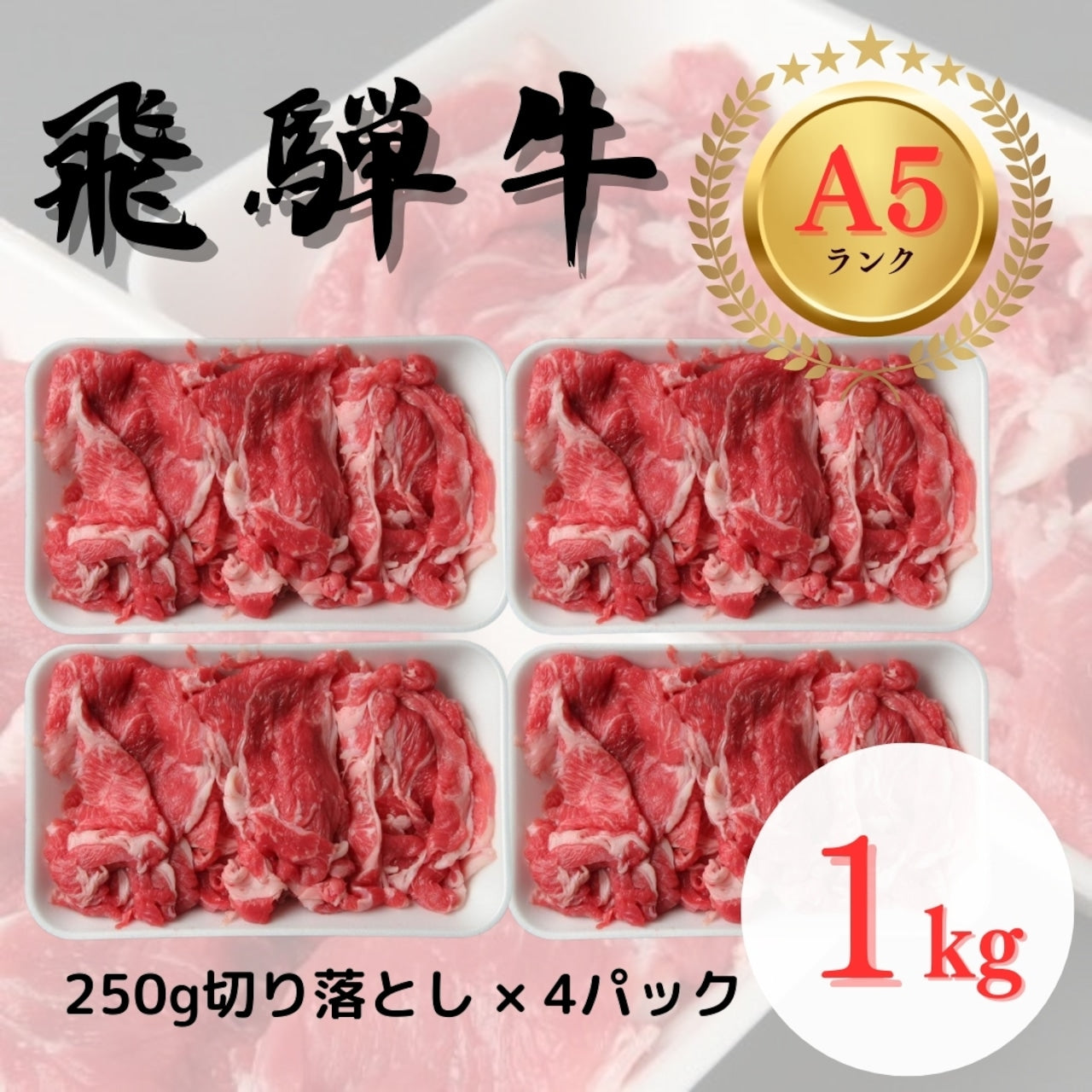 飛騨牛A5等級 切り落としお得パック 250g×4(総量1kg)(6718)